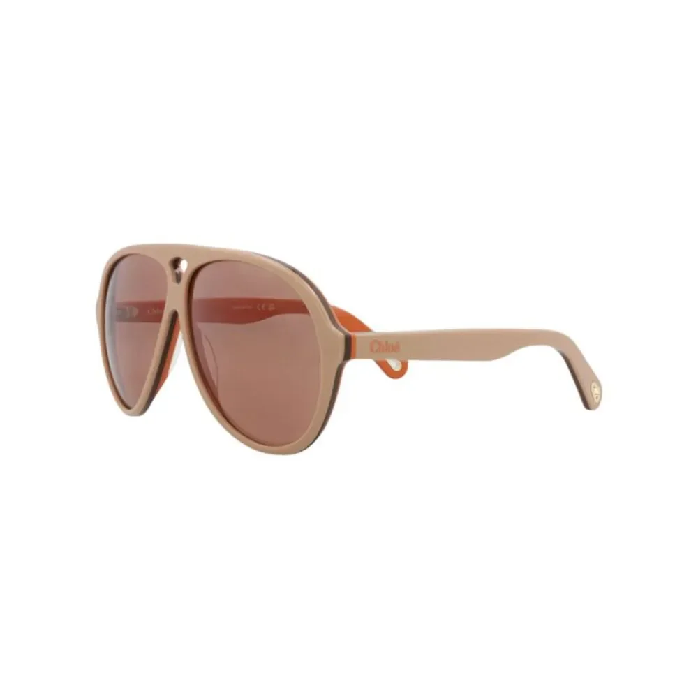 Chloé Aviator-Frame Recycled Acetate Sunglasses Beige Womens
